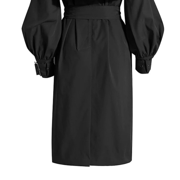 LAST ONE!! Ruffle Trim Statement Trench Coat Black - Picture 4 of 9